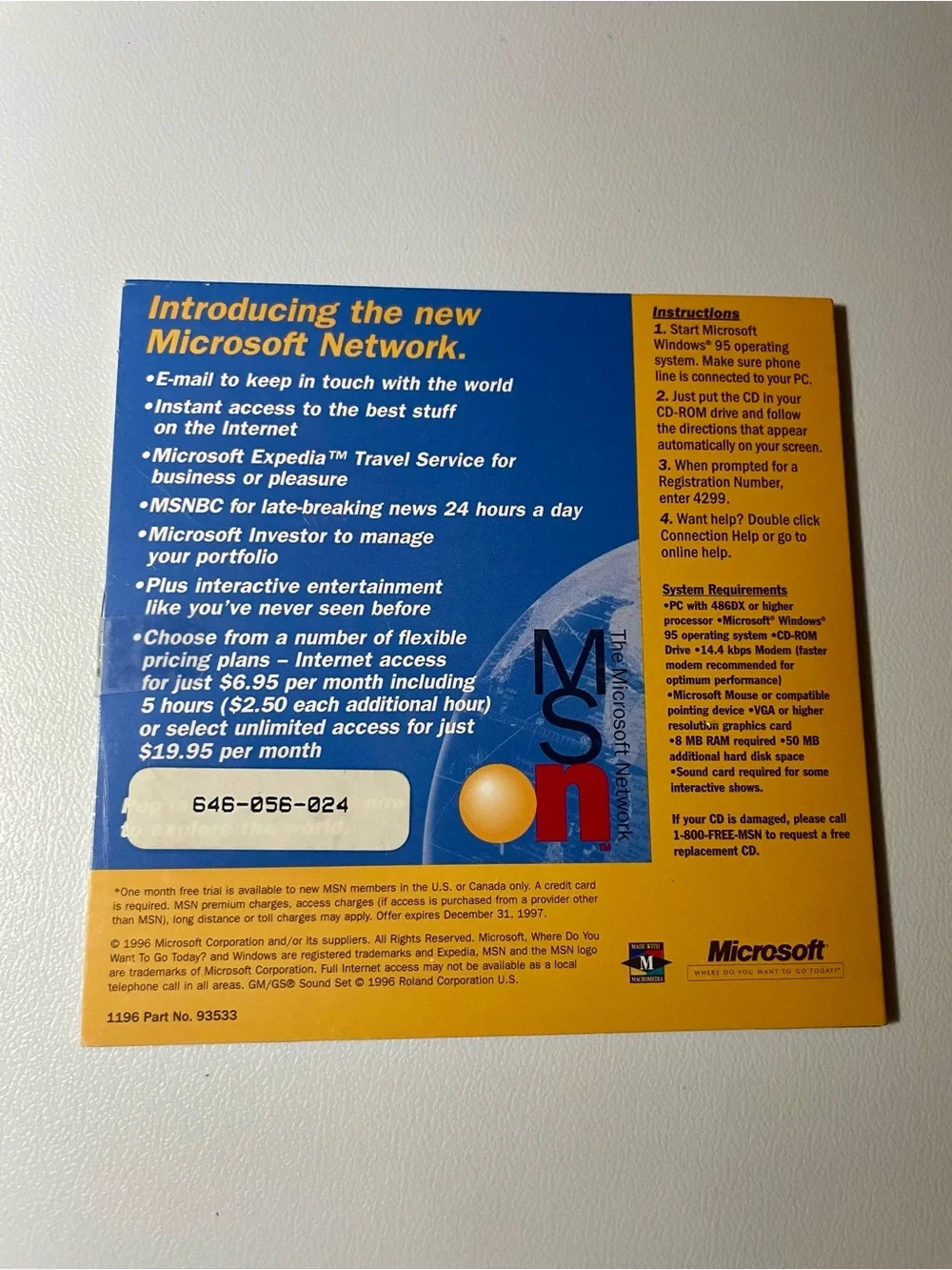 Vintage 1997 MSN Microsoft Network Office 97 Promo CD ROM New Sealed Sleeve